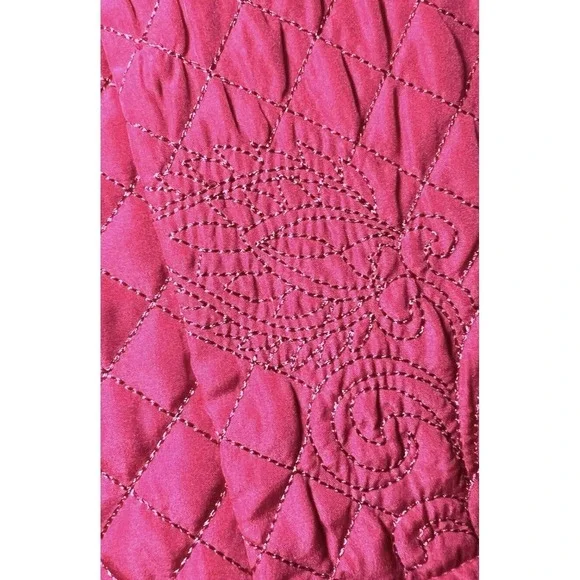 RQT Womens Size PM Quilted Jacket Red Petite Lightweight Button Front Embroidery - Picture 11 of 15